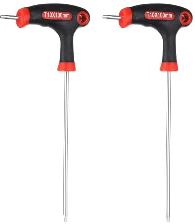 sourcing map 2 chiavi Torx con impugnatura a T T10 CR-V a doppia estremità, chiave a T, cacciavite Torx, chiavi esagonali, strumento per la manutenzione domestica automobilistica, rosso nero