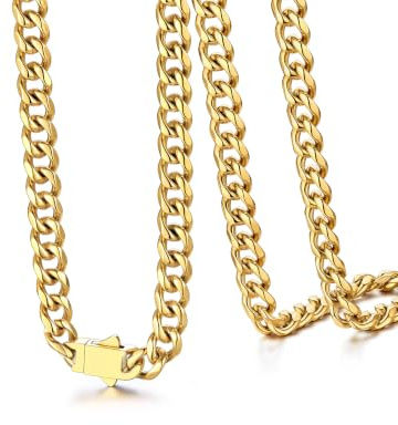 ChainsHouse Panzerkette Herren Edelstahl Kette 6/9/12mm Halskette Männer Gliederkette Damen Kubanische Kette Silber/Schwarz/Gold Halsschmuck für Jahrestag Geburtstag, Länge 46-76cm