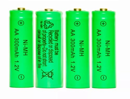 AA Ni-MH Rechargeable Batteries, 1.2V, 300mAh/600mAh, for Solar Lights, 4 Pack (300, Milliamp Hours)
