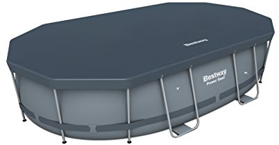 Bestway Abdeckplane für Power Steel Frame Pool oval, grau, 418 x 230 x 0,1 cm, 58425-05