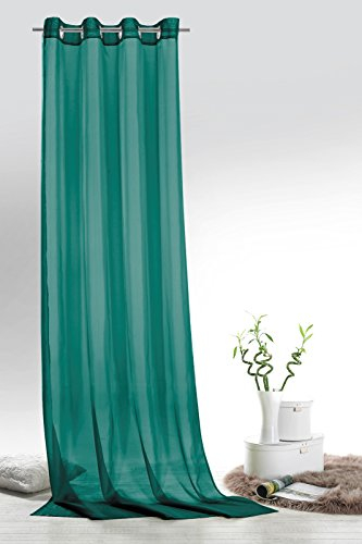 heimtexland Fashion&Joy - Ösenschal Voile Petrol HxB 245x140 cm - transparent einfarbig - Dekoschal türkis Gardine Typ418