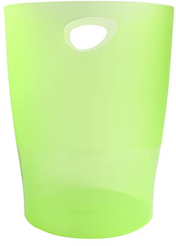 Exacompta - Réf. 45397D - Lot de 8 corbeilles à papier, poubelles ECOBIN avec poignées - Volume 15 litres, pour le bureau comme en Home office - Dimensions 26,3x26,3x33,5 cm - translucide vert pomme