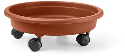 Blim Rond Soucoupe, à roulettes pour Pot de Fleurs, Marron foncé, 40 cm