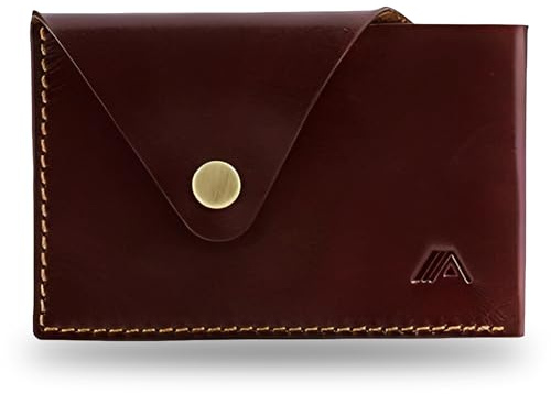 A-SLIM Tsuki Visitenkartenetui || Minimalistische schlanke Ledergeldbörse für Herren || Handgefertigte Geldbörse aus Vollnarbenleder, Mahagoni Braun, Einheitsgröße, Minimalistisch