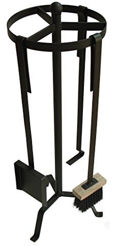 KUHEIGA Kaminbesteck schwarz dreiteilig aus Schmiedeeisen Kamingarnitur Kaminholzbesteck