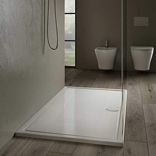 Duschwanne aus Keramik 120 x 80 Slim H 3 cm weiß glänzend ohne Siphon Modell Lif von Hatri