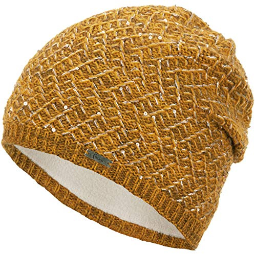 Faera Wintermütze Mütze Damen Pailletten warm gefüttert Wintermütze Mädchen Frauen Fleecefutter Winter Strickmütze Beanie