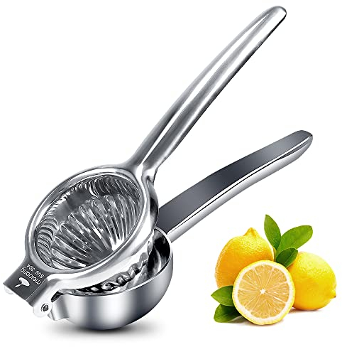 Lemon Squeezer Stainless Steel Citrus Juicer Hand Press Lime & Lemon Juicer Manual Stainless Steel for Fruit Vegetables Juice (Black, Medium)