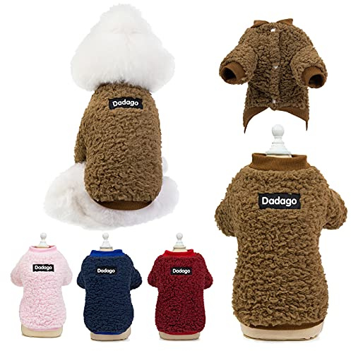 Pullover für kleine Hunde Katzen Welpen Winter Warmer Mantel Haustier kaltes Wetter gemütliche Fleece-Kleidung niedlicher Pullover für kleine Hunde Mädchen Jungen (Braun, 2XL)