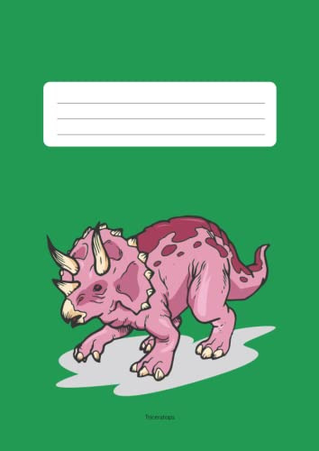 Schulheft DIN A4 Lineatur 1G Triceratops Dinosaurier grün: Schreibheft liniert 5mm Zeilenabstand (Dino Schulhefte)