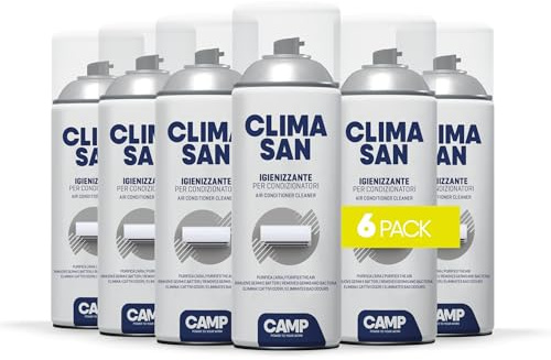 CAMP CLIMASAN Spray Nettoyant des Climatiseurs, À Base D’Alcool, pour la Maison et la Voiture, Purifie l’Air et Neutralise les Mauvaises Odeurs, Pack 6x 400 ml