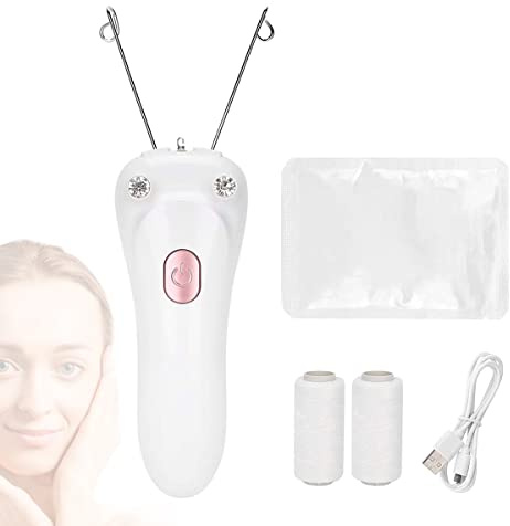 Facial Hair Remover, Electric Women Cordless Facial Threading Epilator Ladies Beauty Hair Remover USB Rechargeable Facial Trimmer Cotton Threading Hair Shaver