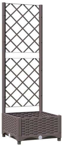 vidaXL Pflanzkübel mit Rankgitter Blumenkübel Pflanzkasten Blumentopf Blumenkasten Rankhilfe Spalier Gartenspalier Braun 40x40x121,5cm PP