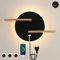 KZT Lampada da Parete con Interruttore e Interfaccia USB Applique da Parete 3 Temperature di colore Lampada da Comodino in Legno Lampada da Muro per Soggiorno Camera da Letto Illuminazione, Nere