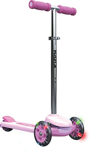 Razor Rollie, 3-Rad-Roller für jüngere Kinder, Sitz- und Stehfahroptionen, leuchtende Räder, Pink