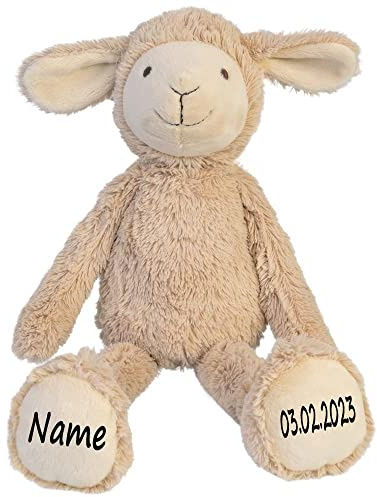 Elefantasie Schaf Stofftier mit Name und Geburtsdatum personalisierbar Plüschschaf Kuscheltier Lamm