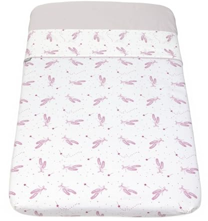 Set med 2 stycken sänglakan N2M, 100% bomull, Chicco Next2Me kompatibel med madrasser 50 x 83 cm, övre lakan och lakan med hörn, 0 månader+, rosa