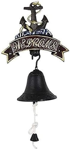 MUNANI Wall Mounted Hand Bell,Doorbell Hand Bell,Cast Iron Door Bell Nordic Style Vintage Brown Metal Iron Door Bell Wall Mounted Welcome Cast Wireless Metel DoorBell Porch Garden Decoration