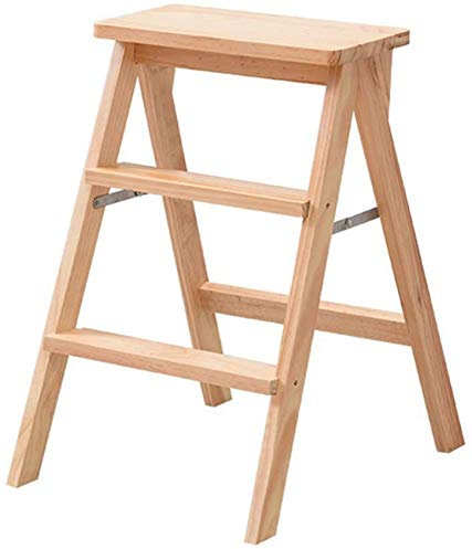 LEOSXA Sgabello con gradini in Legno, Scalette Sgabello con scaletta in Legno Sgabello Multifunzione Pieghevole da Cucina Libreria Ufficio 3 gradini Mini scaletta con gradini Pieghevoli