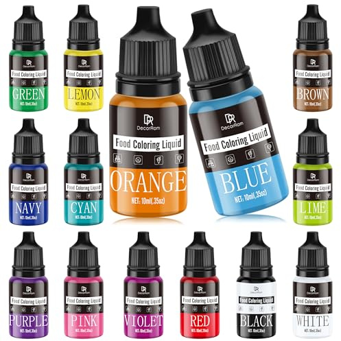 Colorant Alimentaire - 14 x 10ml Colorant Alimentaire Liquide Concentré pour Gâteau, Cuisson, Glaçage, Fondant, Décoration - Colorants Alimentaires Vibrant pour la Slime, Aerographe, DIY Artisanat