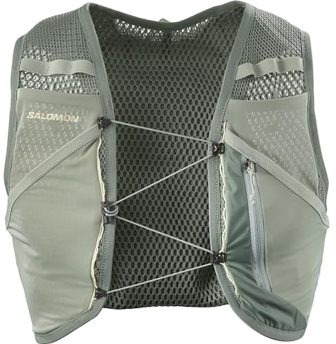 Salomon Active Skin 4 No Flasks Chaleco de Hidratación Trail Running Senderismo Trail Running Senderismo MTB Unisexo, Hidratación Sencilla, Ajuste preciso, Almacenamiento optimizado, Verde, M