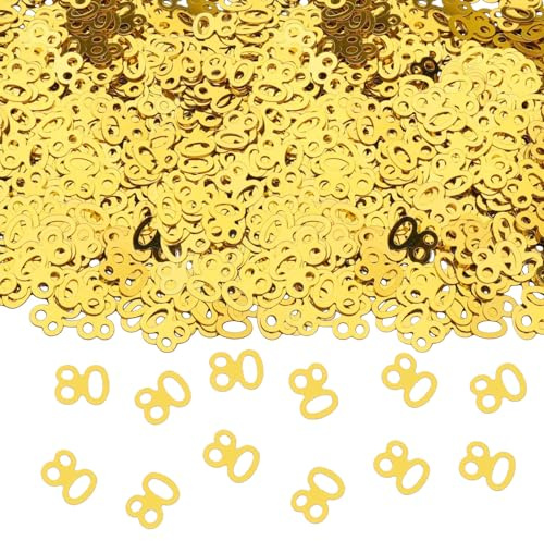 GoldRock konfetti 80 födelsedagsdekoration guld, 500 st. bordsdekoration 80. Födelsedag man kvinna, spridningsdekoration 80. Födelsedagsdekoration, 80-årsdag kvinna man dekoration bord, konfettikanon,