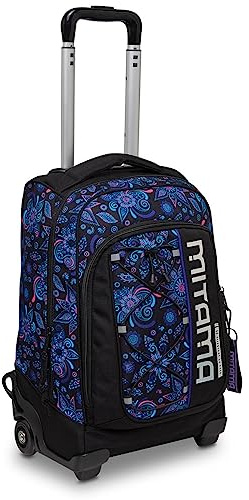 Mitama Schulranzen mit Rollen, Dr Trolley, 2 in 1 Schulrucksack, mit Trinkflaschenfach, 1.-4. Klasse, Kinder, blau-schwarz