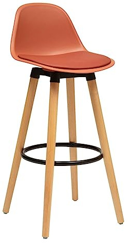 Atmosphera - Tabouret de Bar Scandinave Maxon Terracotta, H 91,5 cm, Pieds en Hêtre, Repose-Pieds - pour Cuisine, Comptoir, Îlot Central