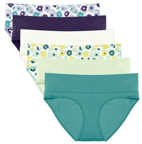 Intimate Portal Maternity Underwear Cotton Pregnancy Postpartum Panties Foldable Under the Bump Briefs 6 Pack Meadow L