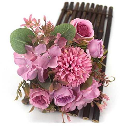 GLigeT Fleurs Artificielles Hortensias artificielles en Soie Rose, Fleurs de Mariage for mariée, pivoines en Fleurs, Fausses Fleurs Blanches, décoration de la Maison Fausses Fleurs (Color : D)