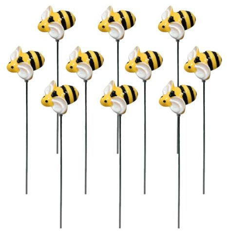 Baluue Little Bee Garden Stake 12 Inch Resin Bee Ornament for Outdoor Yard Patio Flower Bed Decorative Lawn Stakes Nature Inspired Garden Decor