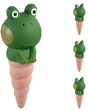 Relaxdays Sfere da Irrigazione a Goccia, Set da 4, Design Ranocchio, 100 ml ciascuno, Irrigatore per Piante, Colorato