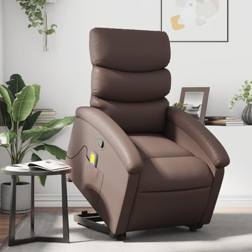 Gecheer Massagesessel mit Aufstehhilfe Relaxsessel TV Sessel Verstellbar Fernsehsessel Ruhesessel Massagefunktion Polstersessel Relaxliege Liegesessel Wohnzimmersessel Relaxsofa Braun Kunstleder