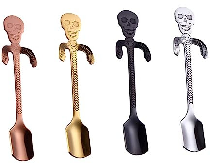 Ciieeo Skull Design Stainless Steel Coffee Spoon Kit Reusable Spoons for Tea Creative Home Tableware