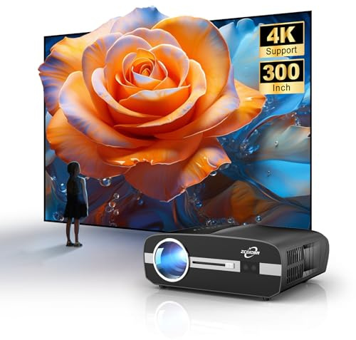 Proiettore LED 4K con WiFi e Bluetooth, 1800 ANSI Ultra HD Smart Daylight Home Theater Proiettore Home Cinema, Android TV, audio DSP, correzione trapezoidale 4D, HDR per giochi, soffitto, display da