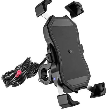 Motorrad Handyhalterung Für 3,5-6,8 Motorrad Gabel Vorbau Drahtloses Ladegerät 15W Qi/USB Schnellladung Telefonhalter Lenkerhalterung Mit 1 Kugel Handyhalterung Fahrrad (Größe : Wireless Charger)