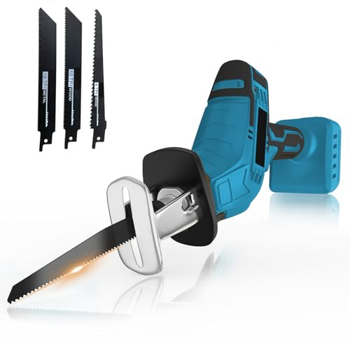 Sierra sable recargable de 18 V, repuesto para Makita 18 V BL1850, sierra con 4 hojas de sierra, velocidad variable de 0 a 3000 rpm, para madera, tubos de PVC, corte de árboles (sin batería)