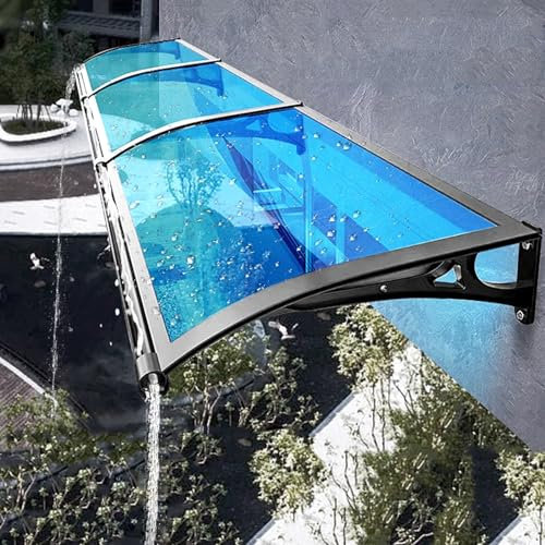 ABWGLRN Fenster-Markise, Türvordach, UV-beständiger Regenschutz für Fenster, PC-Veranda-Markise, Stummschaltbare Türfenster-Markise, Haustürvordach, für den Garten im Freien, Mehrere Größen (60 x 12