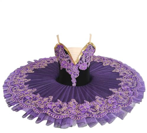 Xytraiihw Lila,140,Kinder Damen Mädchen Professionelles Ballett Tutu Kleid Platte Pfannkuchen Schwanensee Party Ballerina Bühne Tanzwettbewerb Kostüm