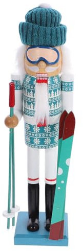HOLIDYOYO Statua Di Soldato Di Legno Nutcracker Decorazione Natalizia Con Tema Sci Ornamentale Per Interni Per Atmosfera Festiva e Decorazioni Da Scrivania