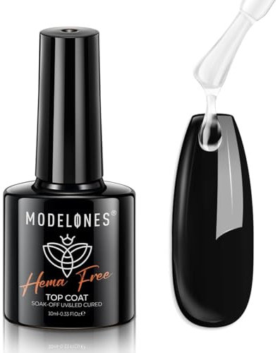Modelones Gel Top Coat, No Wipe Top Coat Gel Nail Polish Glossy Shine Long Lasting for Nail Varnish Polish Protect Soak Off Home Salon Manicure U V/LED Needed