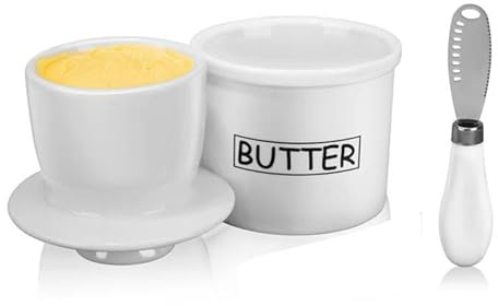 8oz(250ml) Capacity French Butter Crock, Butter Dish with Knife for Soft Butter and No More Hard Butter Anymore for Gift