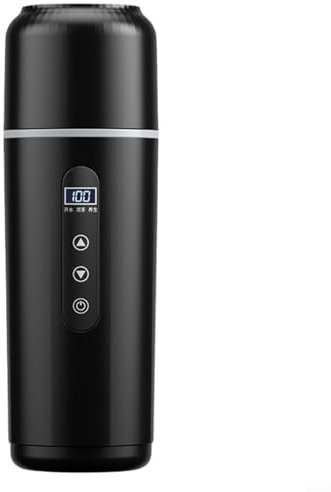 HEIBTENY Travel Kettle Car Kettle 500 ml 12 V/24 V Portable Electric Travel Mug Stainless Steel Real Time Temperature Display Touch Operation 12 Hours Heat Preservation (Black)