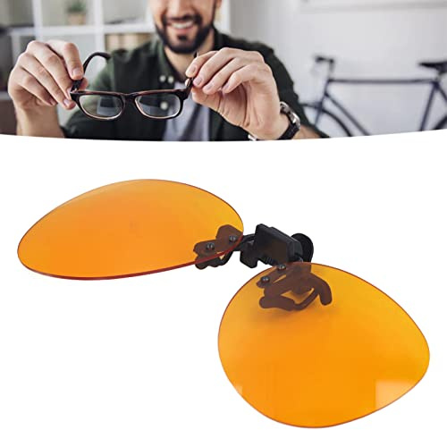 Blaulicht-blockierende Brille, Tragbare Orangefarbene Brille mit Clip-Linse, Zum Aufstecken, Blaulicht-blockierende Brille, Blaulichtfilter-Brille mit Effizienter (Runden)