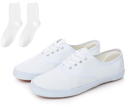 Womens Mens Plimsoles LACE UP Flat Pumps Plimsolls Canvas Slip-On Sneakers UK Sales