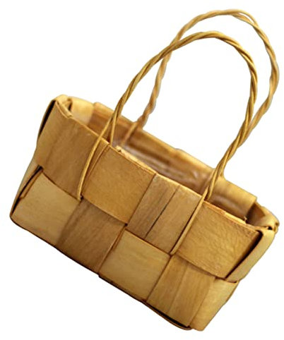 PRETYZOOM Cesto Intrecciato in Legno Chiaro, Cestino Portatile Multiuso