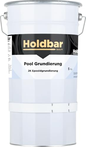 Holdbar Pool Grundierung 5 kg - UV- & chlorbeständig - Glasklare Grundierung für Betonbecken, Fliesen und Stein - Polyurethan Schwimmbadfarbe