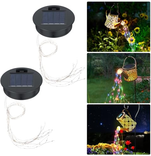 Flintronic Solarleuchten Ersatzteile, 2 Stück Solarleuchten Gießkanne Ersatz Top 8cm, Solarleuchten Ersatz Top mit LED, LED Solarmodule Ersatz für Solar Gartenleuchten, Solarlaterne（Farblicht）