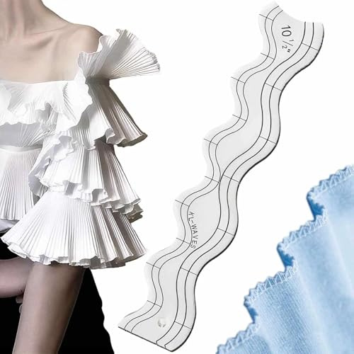 Saijer Sewing Ruler, Wave Edge Quilting Rulers Quilting Accessories Non Slip Patchwork Template Clear Acrylic Modern Style Clear Ruler For Sewing Cutting Measuring Crafts Template