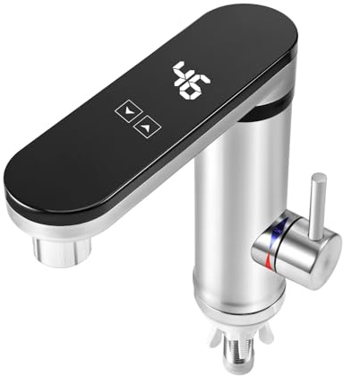 Instant Hot Water Tap, Stainless Steel Boiling Water Tap, 3 Sec Heating, Hot Water Faucet, 360 Rotatable Electric Water Heater Tap with Digital Display for Kitchen Bathroom,Constant Temp
